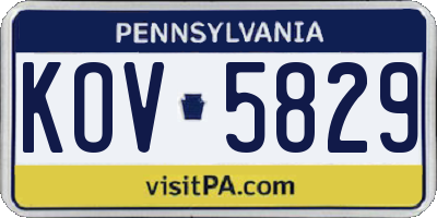 PA license plate KOV5829