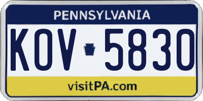 PA license plate KOV5830