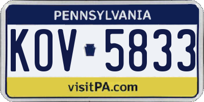 PA license plate KOV5833