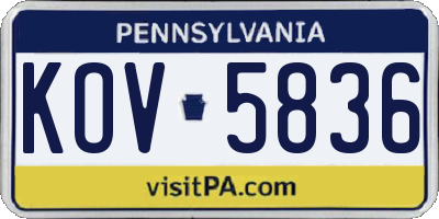PA license plate KOV5836