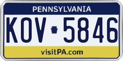 PA license plate KOV5846