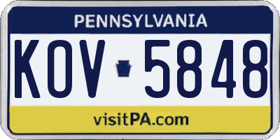 PA license plate KOV5848