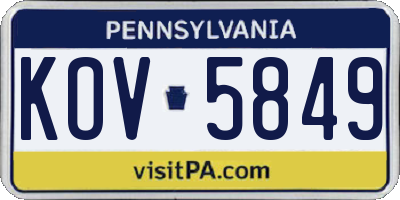 PA license plate KOV5849