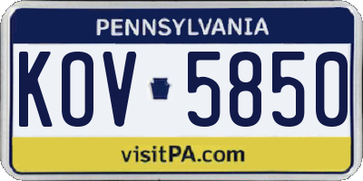 PA license plate KOV5850