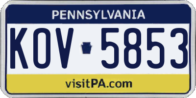 PA license plate KOV5853