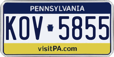 PA license plate KOV5855