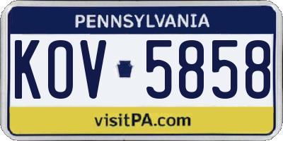 PA license plate KOV5858