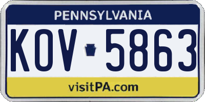 PA license plate KOV5863