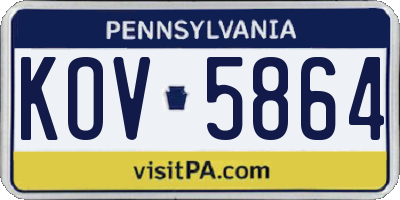 PA license plate KOV5864