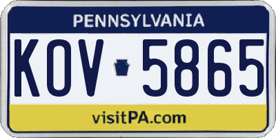 PA license plate KOV5865