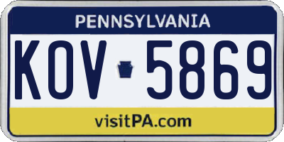 PA license plate KOV5869