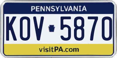 PA license plate KOV5870