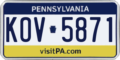 PA license plate KOV5871