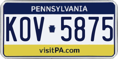 PA license plate KOV5875