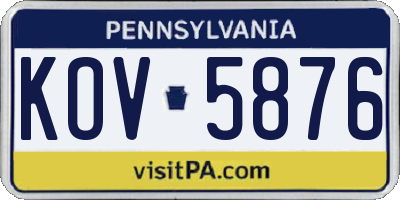 PA license plate KOV5876