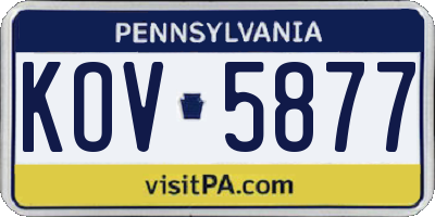 PA license plate KOV5877