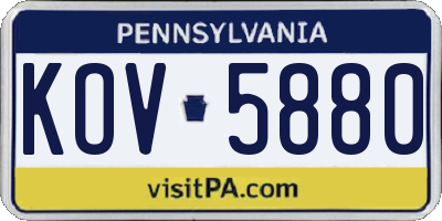 PA license plate KOV5880