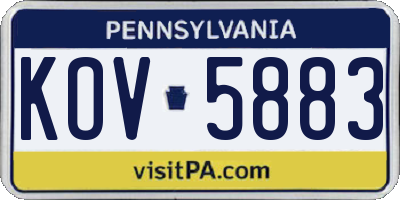 PA license plate KOV5883