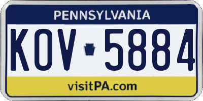 PA license plate KOV5884