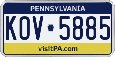 PA license plate KOV5885