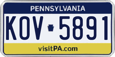 PA license plate KOV5891