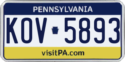 PA license plate KOV5893