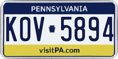 PA license plate KOV5894