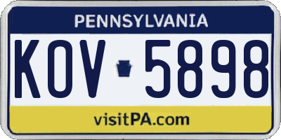PA license plate KOV5898