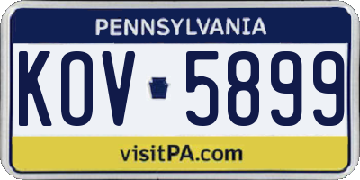 PA license plate KOV5899