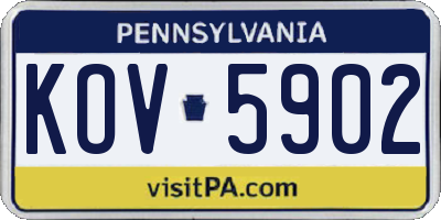 PA license plate KOV5902