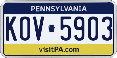PA license plate KOV5903