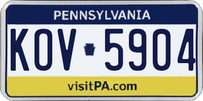 PA license plate KOV5904