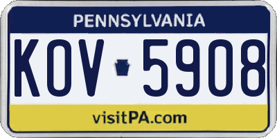 PA license plate KOV5908