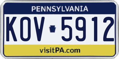 PA license plate KOV5912