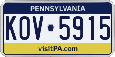PA license plate KOV5915