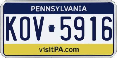PA license plate KOV5916