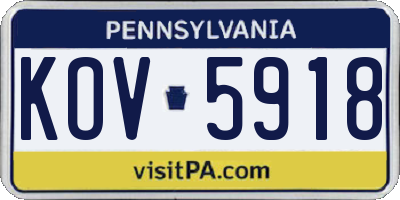PA license plate KOV5918