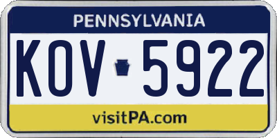 PA license plate KOV5922