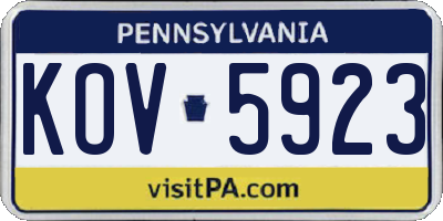 PA license plate KOV5923