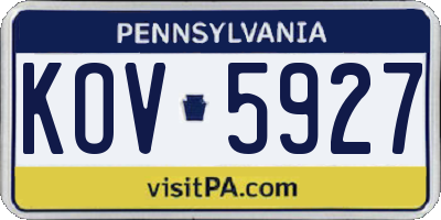 PA license plate KOV5927
