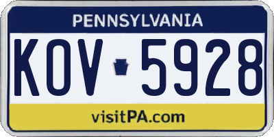 PA license plate KOV5928