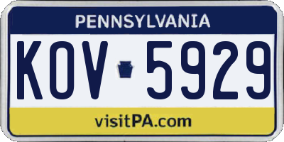 PA license plate KOV5929
