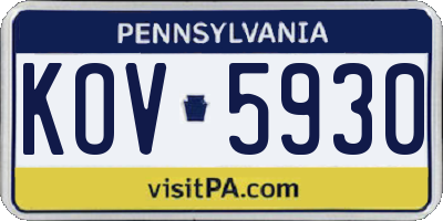 PA license plate KOV5930