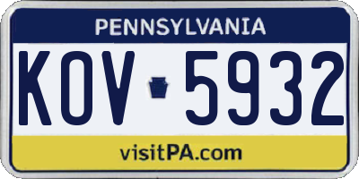 PA license plate KOV5932