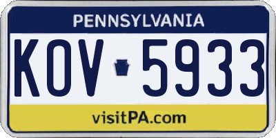 PA license plate KOV5933