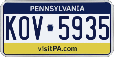 PA license plate KOV5935
