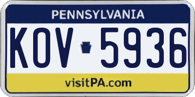 PA license plate KOV5936