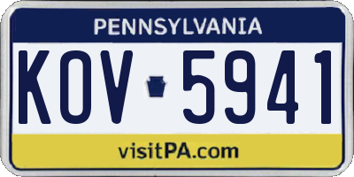 PA license plate KOV5941