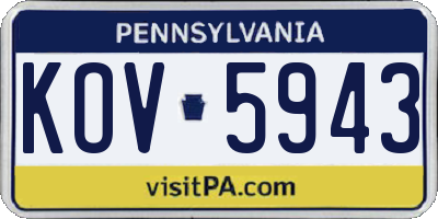 PA license plate KOV5943