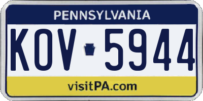 PA license plate KOV5944